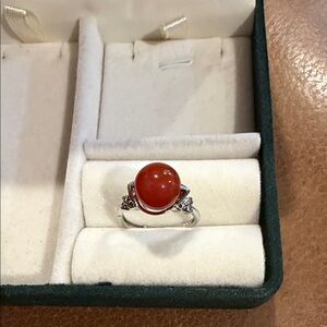 926 Silver Ring with Red marble